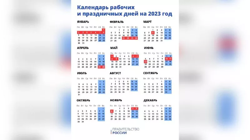 Стало известно, когда россияне смогут отдохнуть в 2023 году