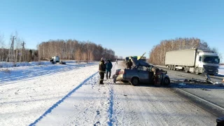В Омской области водитель автомобиля скончался на месте после столкновения с грузовиком