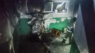 В Омске пожарные вывели из горящего дома двоих детей