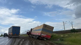 В Омской области на трассе фура слетела с дороги