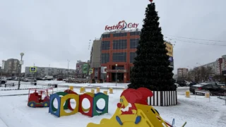 В Омске у «Фестиваля» поставили новогоднюю ёлку