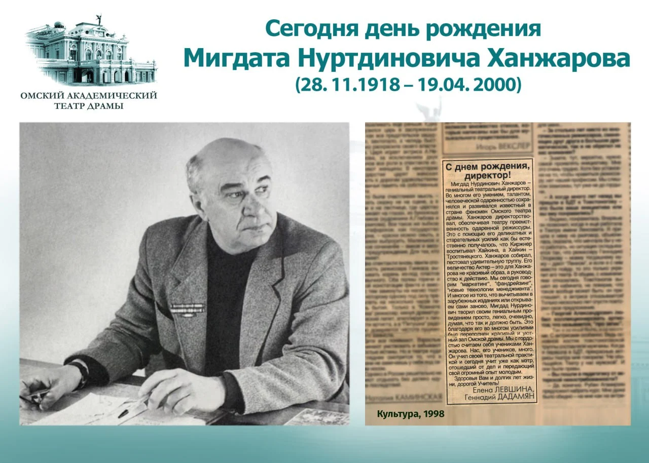 28 ноября исполняется 107 лет со дня рождения заслуженного работника культуры России Мигдата Ханжарова