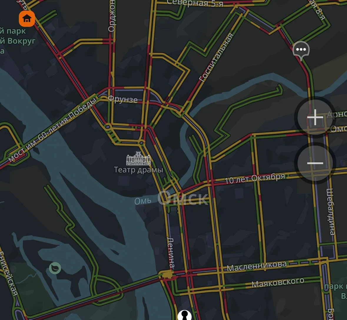 Пробки на омских дорогах достигли 10 баллов