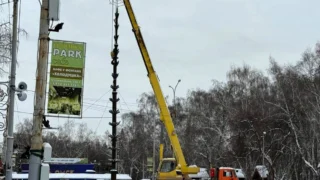 В Омске начали убирать новогодние елки
