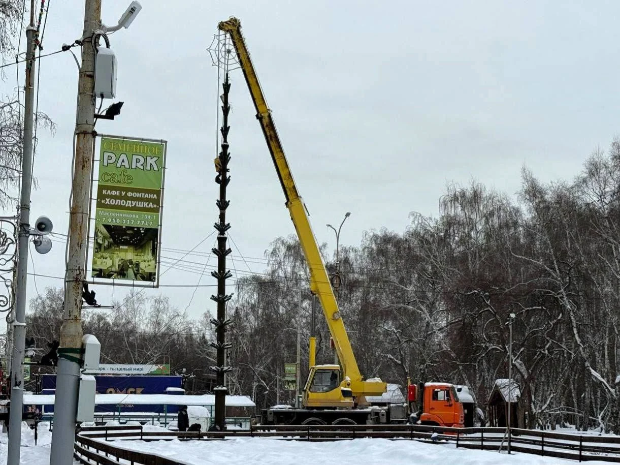 В Омске начали убирать новогодние елки