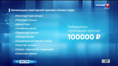 В Омской области стартовал приём документов на соискание ежегодной премии Губернатора «Семья года»
