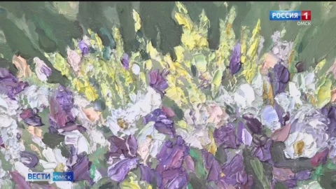 В канун 8 Марта фойе Телецентра украсили произведения омского живописца Евгения Дорохова