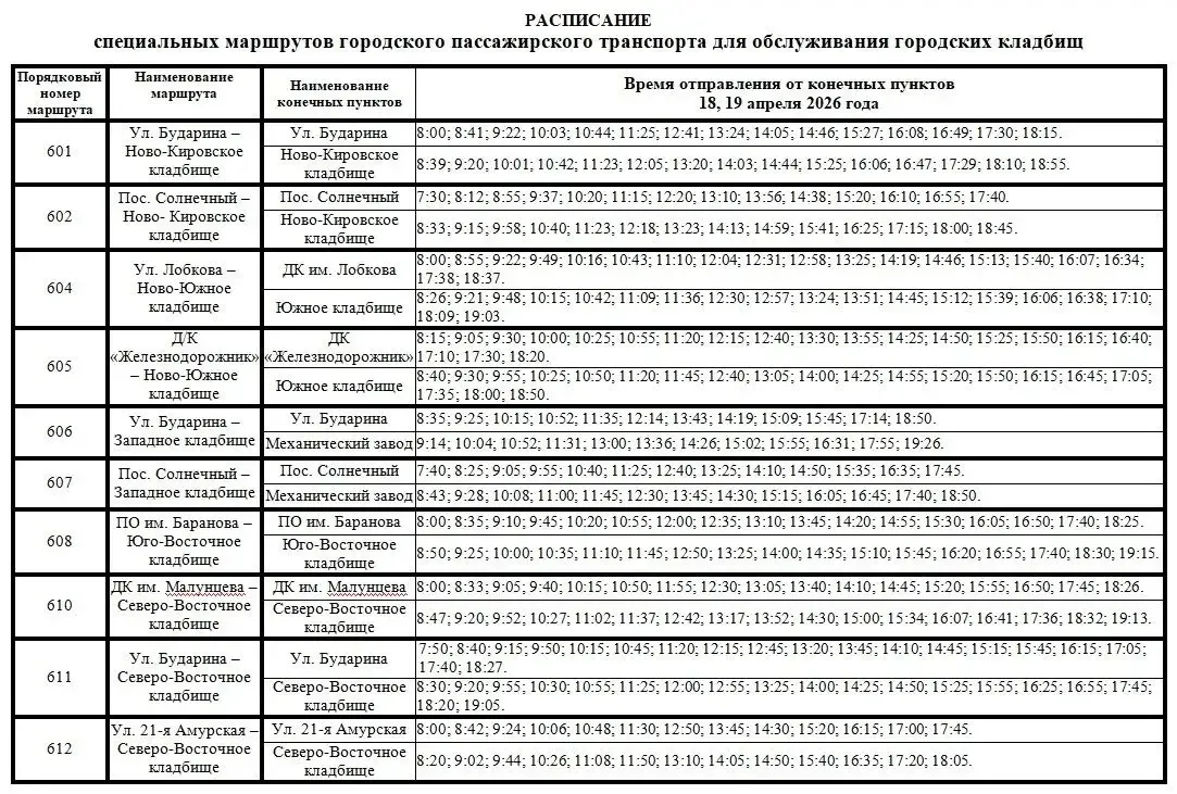 В преддверии Радоницы будут организованы автобусы до городских кладбищ