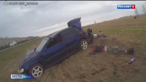 В Омской области пьяный водитель устроил погоню и вылетел с трассы