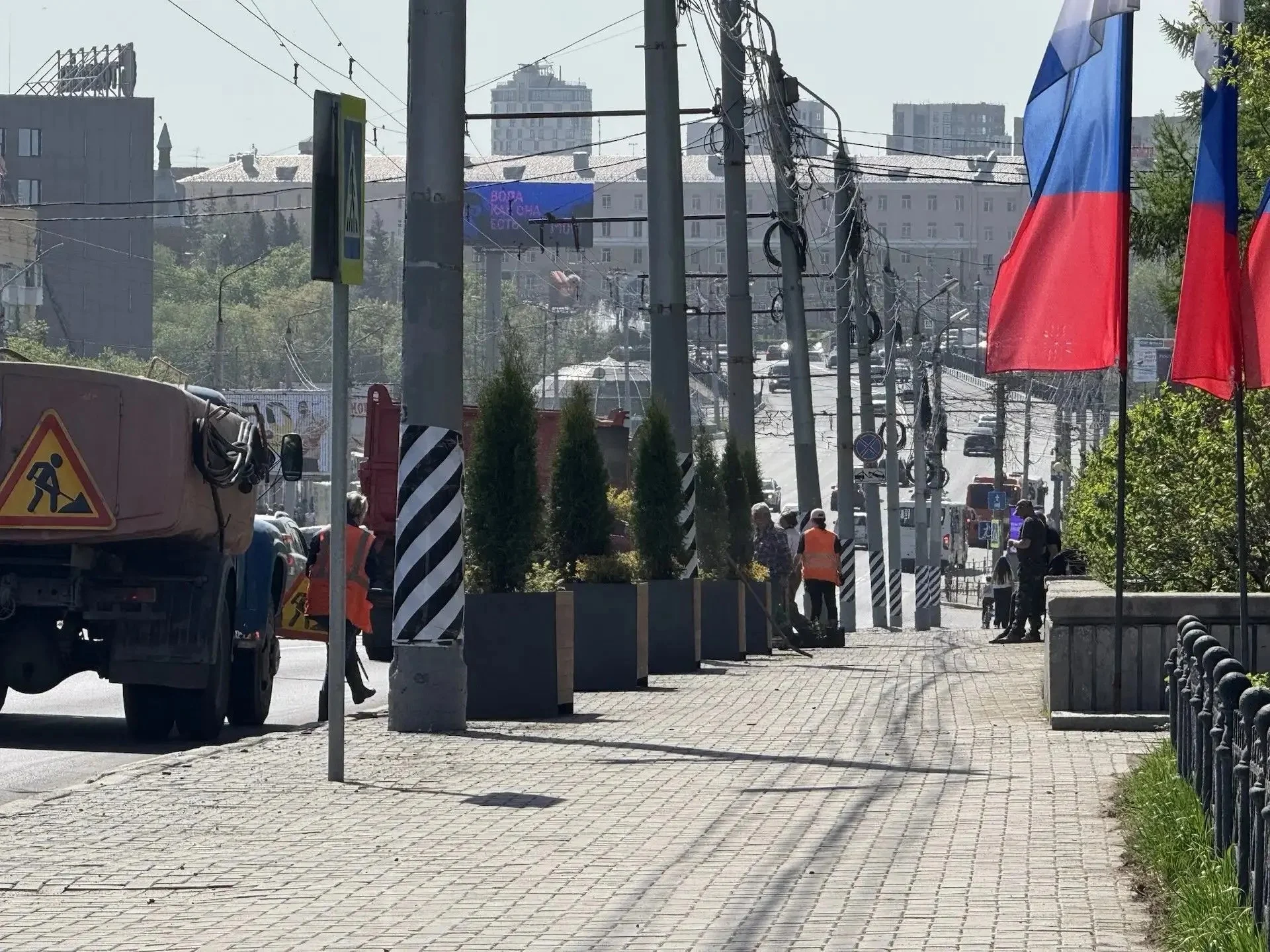 В Омске улицу Гагарина украсят многолетние деревья и кустарники