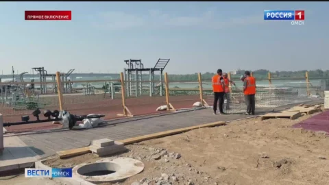 В Омске продолжается благоустройство пляжа «Центральный-2»